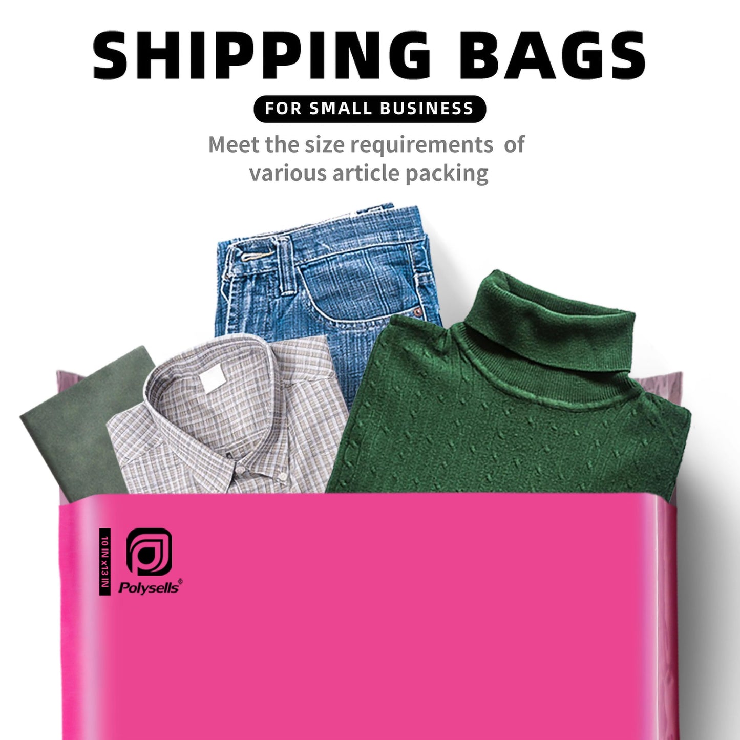 POLYSELLS 1000 pcs 10x13 Inches Pink Poly Mailers Shipping Envelopes, Strong Adhesive Sealing, Waterproof, and Tear-resistant Postal Mailing Bags