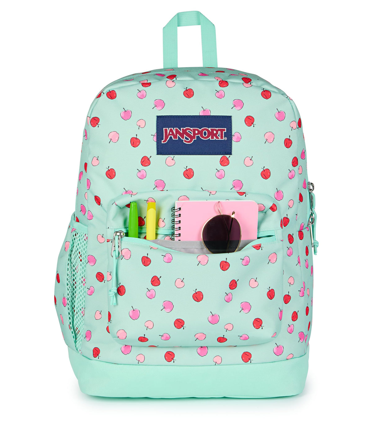 JanSport 26L Cross Town Plus Backpack, Apple Orchard Magic Mint/Pink/Red