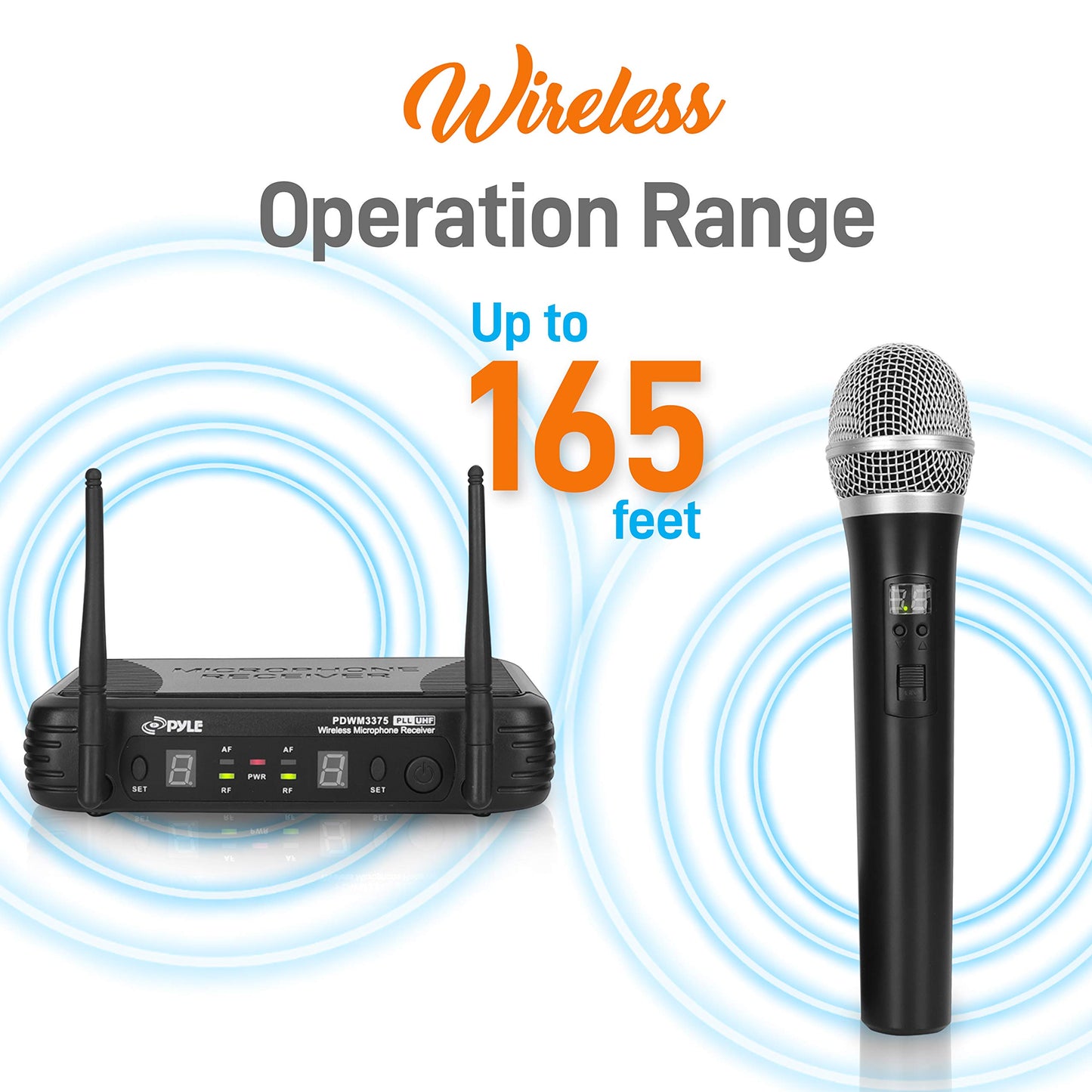 PYLE-PRO Professional Wireless Microphone System - Dual UHF Band, Wireless, Handheld, 2 MICS With 8 Selectable Frequency Channels, Independent Volume