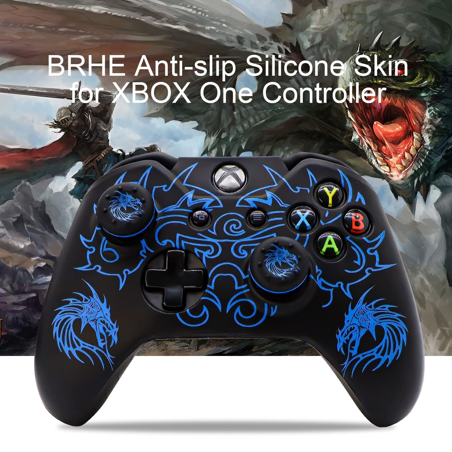 Controller Skin for Xbox-One, BRHE Anti-Slip Silicone Cover Protector Case Accessories Set for Microsoft Xbox 1 Wireless/Wired Gamepad Joystick with 2