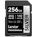Lexar 256GB Professional Silver SD Card, UHS-I, C10, U3, V30, 4K, Up to 205/140 MB/s SDXC Memory Card, for Photographer, Videographer, Enthusiast