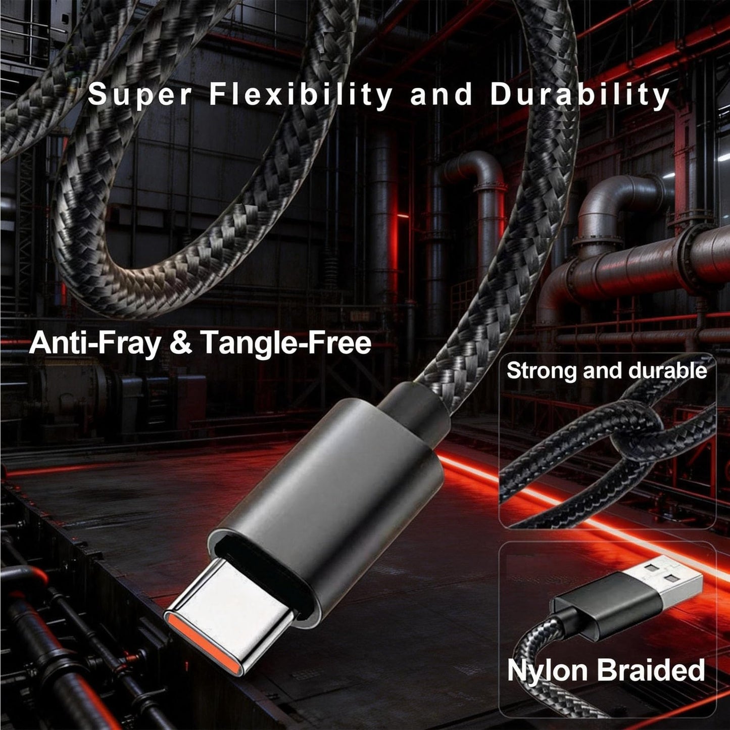 Eye Massager Charger Cable Compatible with Bob and Brad EyeOasis 3/2, Renpho, Toloco, Burrki, Laoben | Type-C Fast Charging & Anti-Tangle Braided