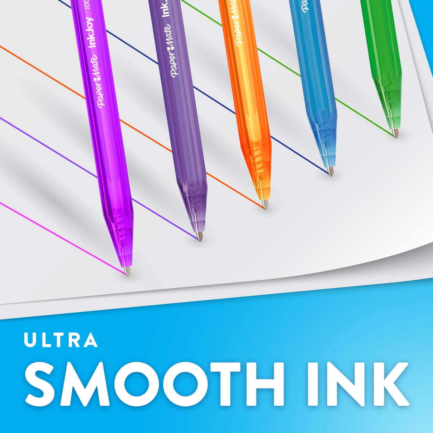 Paper Mate InkJoy 100RT Retractable Ballpoint Pens, Medium Point (1.0mm), 20 Count - Teacher Essentials, Colorful Office Supplies, Note-Taking, Back