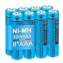 TrianglePatt 8 Pack BK-30AAABU Ni-MH AAA Rechargeable Batteries 1.2V 300mAh for Panasonic Cordless Phones, Remote Controls, and Electronics