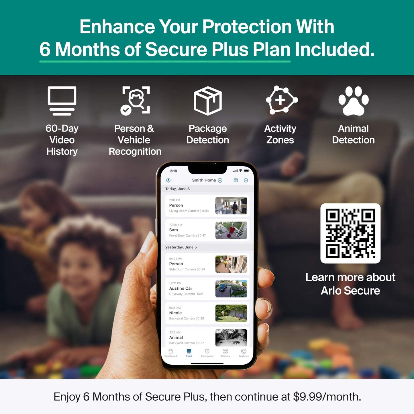 Arlo Essential Security Camera 2K (3rd Gen, 2025 Release) 5 Cam + 6 Months of Secure Plus Plan - Wireless Outdoor Camera, Battery Power, Person