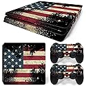 Game Console Skin Sticker Cover Compatible with PS4 Slim Console and Controller The Flag of United States (Red)