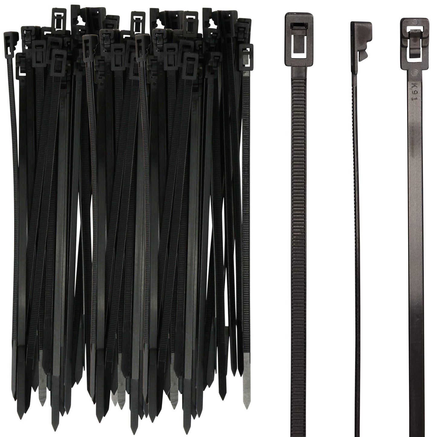 Harrier Hardware 250-Count Reusable 8-inch UV Resistant Nylon Cable Zip Ties, Black