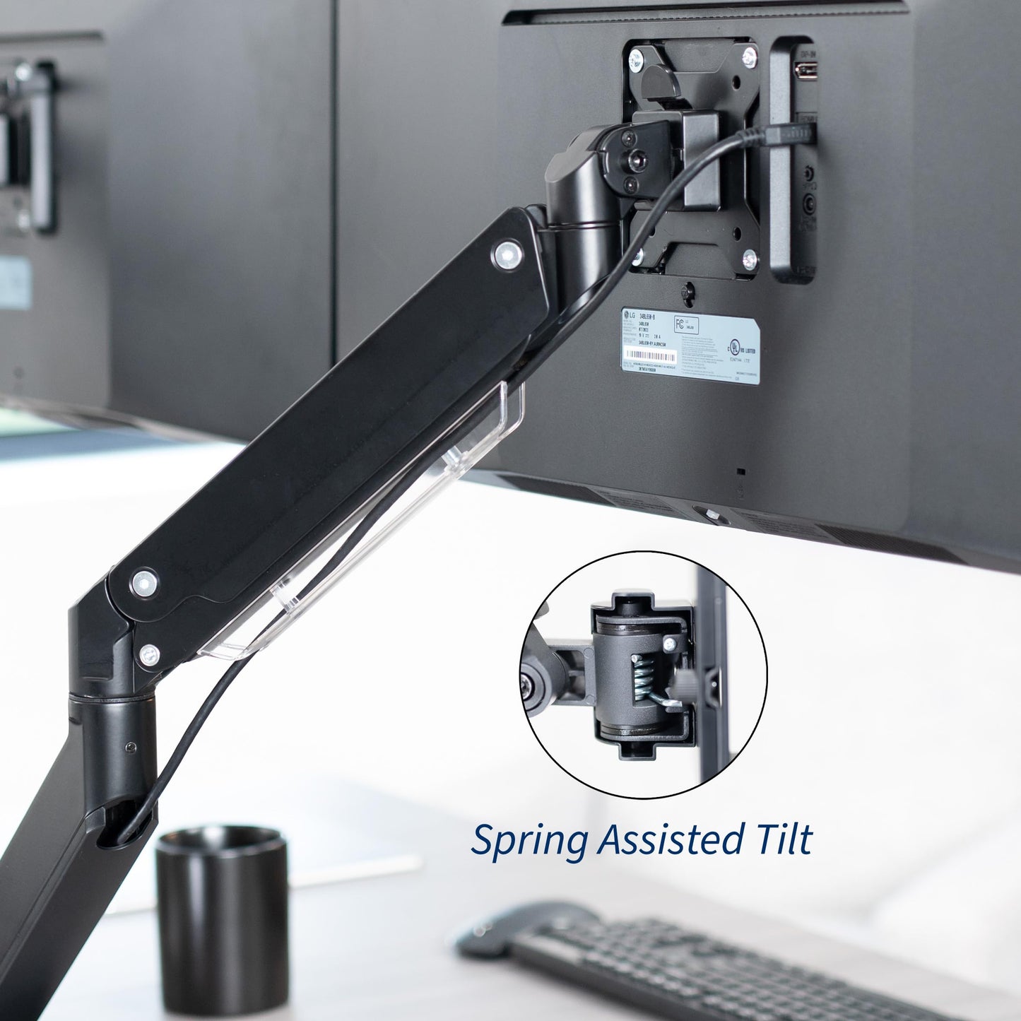VIVO Premium Aluminum Heavy Duty Arms, Fits 2 Ultrawide Monitors up to 38 inches, Widescreen Dual Monitor Desk Mount with Instant Pneumatic Spring