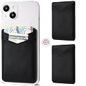 Fulgamo 2Pack Leather Phone Wallet Stick on, Sticky Back of Phone Card Holder, Credit Card Holder for Phone Case Stick on - Black