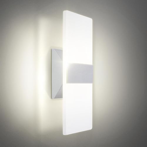 ASD 12 Inch Indoor LED Wall Sconce - 12W 2700K-5000K Dimmable Brushed Nickel Wall Sconce Lights for Living Room, Bedroom, Bathroom, Hallway - Modern