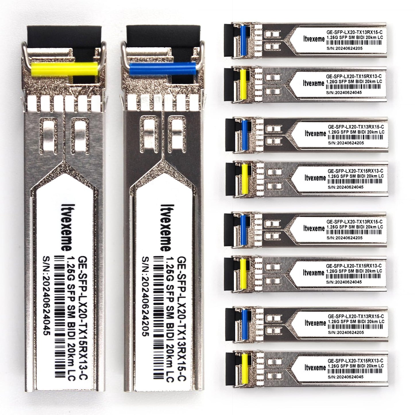 5 Pairs 1.25G BIDI SFP Network Transceiver Module, 1.25 Gigabit Single Mode, LX SM 1310nm 1550nm 20km, Single Fiber Interface for Router, Network