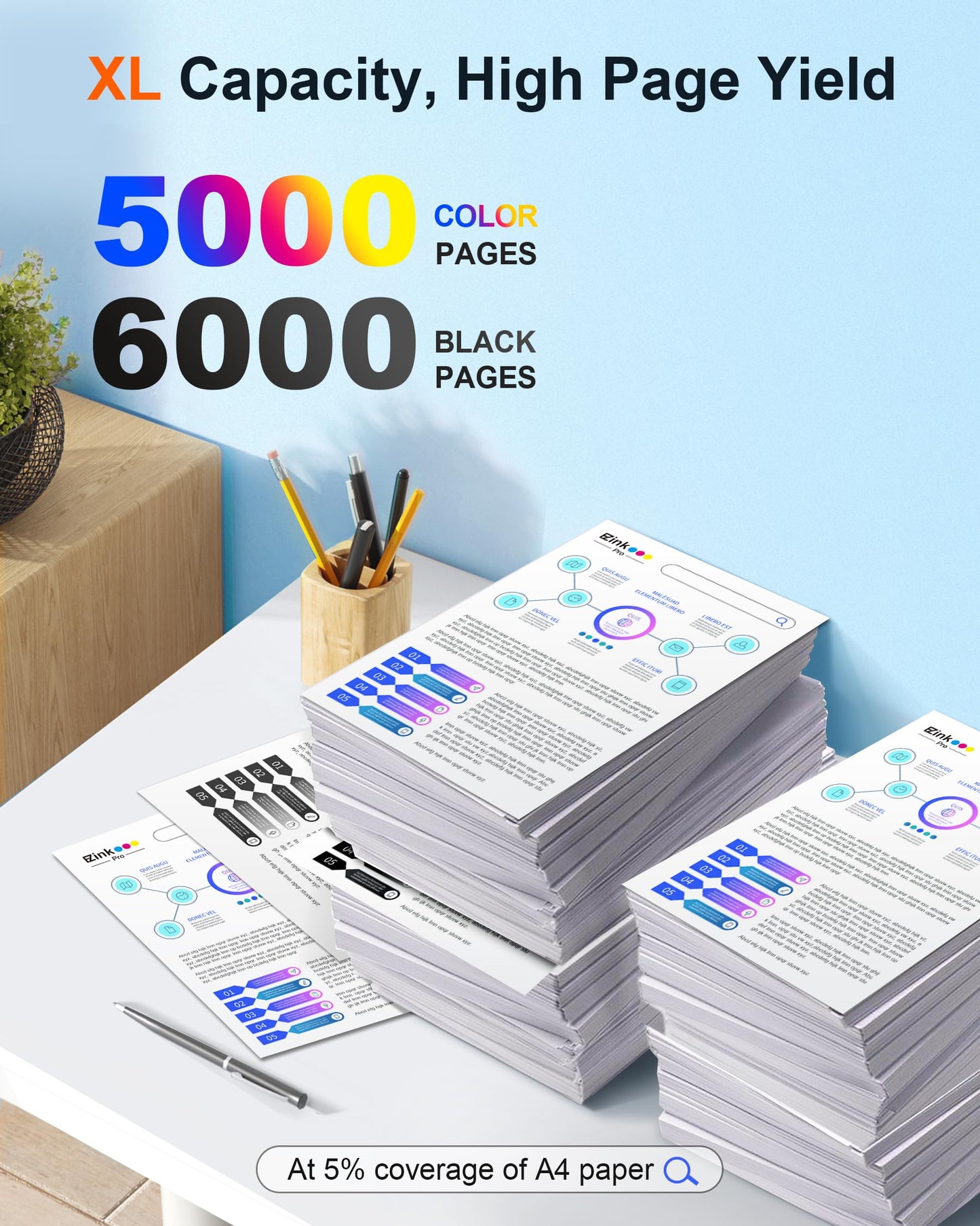 E-Z Ink Pro LC406XL LC406 Ink Cartridges for Brother Printer 4 Pack