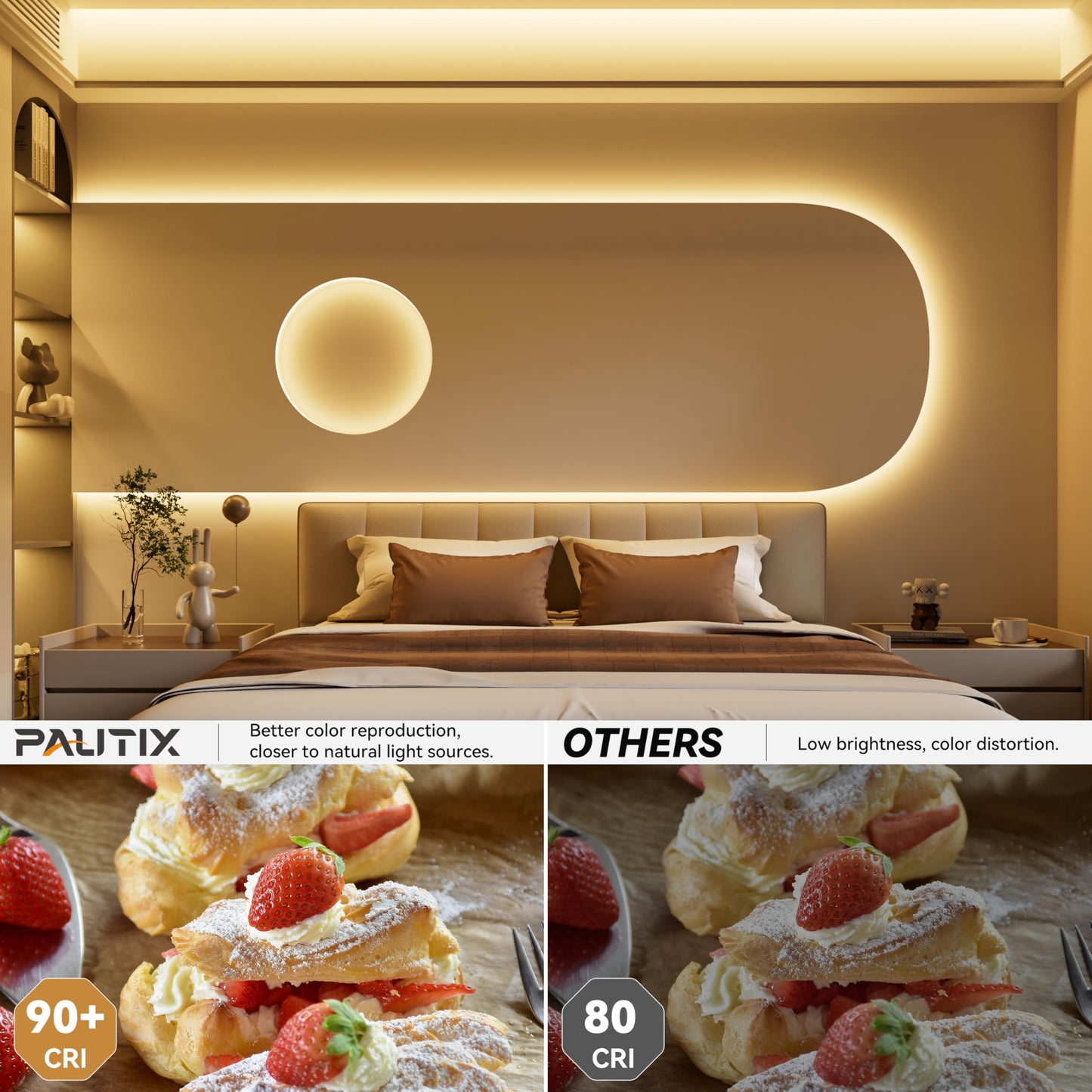 PAUTIX COB LED Strip Lights 48ft/15m Super Bright,504 LEDs/m Warm White 2700K CRI90+ Flexible LED Tape,DC24V for Cabinet Home DIY Lighting Projects