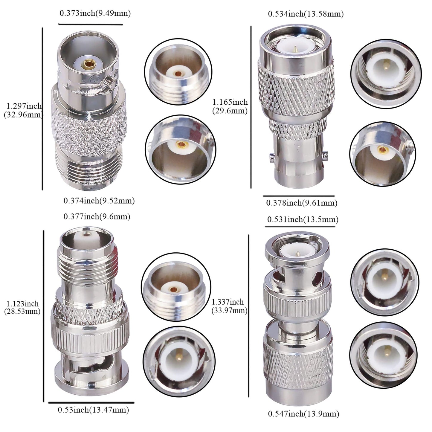 TUOLNK 4 Type Set TNC to BNC Jack RF Coax Adapter TNC Female to BNC Male Coaxial Adapters for Wi-Fi Radios External Antenna Connector Kit