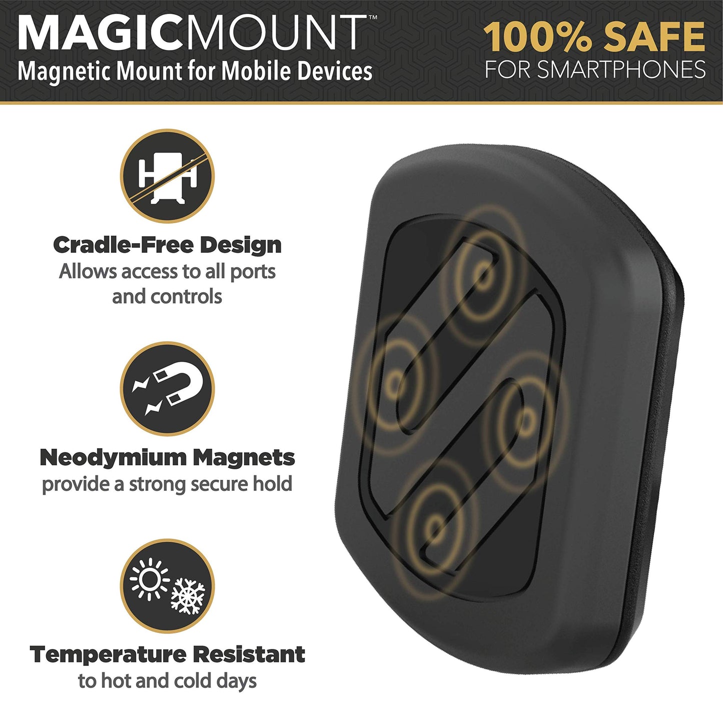 Scosche MAGWSM-2PXCES0 MagicMount Magnetic Suction Cup Phone Mount for Car Windshield/Dashboard, 360° Adjustable Magnet Head, Universal Phone Holder