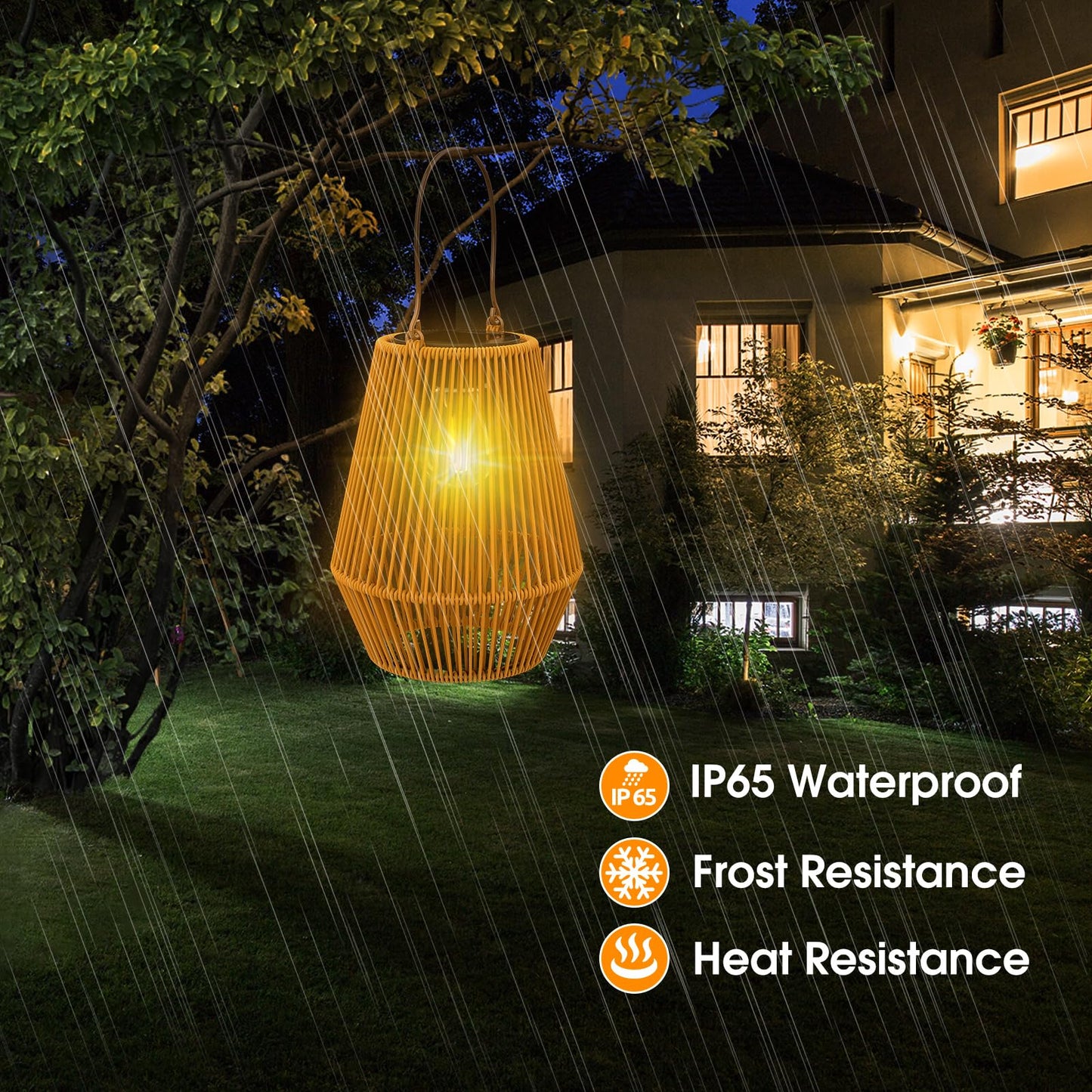 Solar Lanterns Outdoor Waterproof, KagoLing Solar Lanterns Outdoor Gifts for Women Mom Grandma Hanging Solar Lights Outdoor Handwoven Rattan Garden