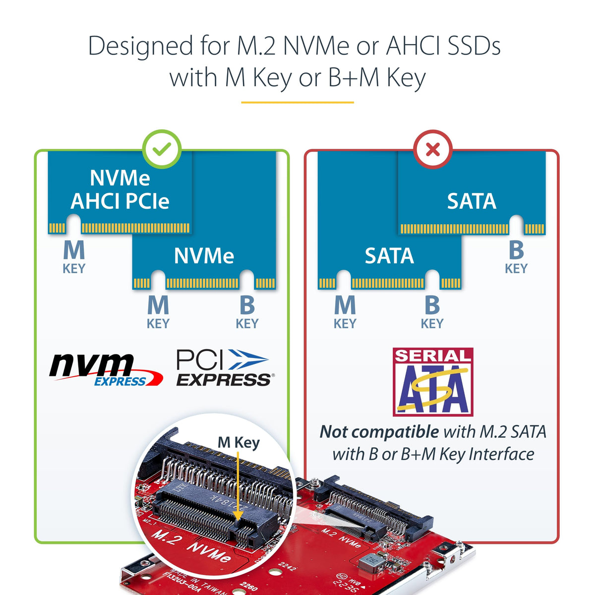 StarTech M.2 NVMe to U.3 Adapter, PCIe M.2 SSD, TAA (1M25-U3-M2-ADAPTER)