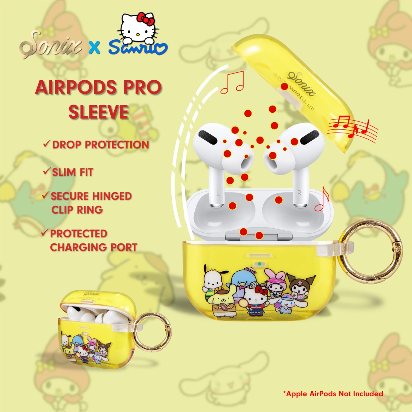 Sonix x Sanrio Case for AirPods Pro 2 & Pro 1 (1st/2nd Gen) - Hard Shell Cover with Keychain, Wireless Charging | Hello Kitty & Friends Sports