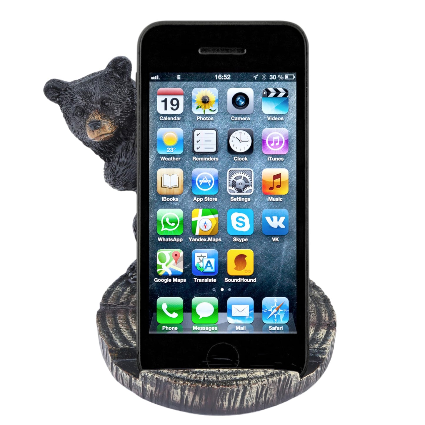Needzo Black Bear Phone Holder for Desk, Cellphone Stand, Fits All Smartphones, 5 Inches