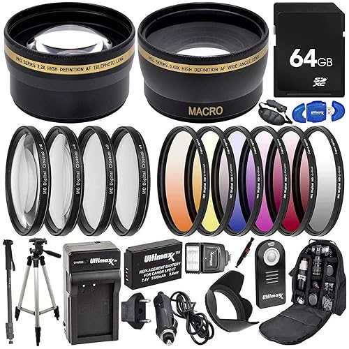 Ultimaxx 58MM Accessory Kit for Canon EOS T8I T7i, T6i, T6s, SL2, SL3, M6, M5, M3, 77D, 750D, 760D, 800D, 200D, 8000D, KISS X8i, & More; Includes