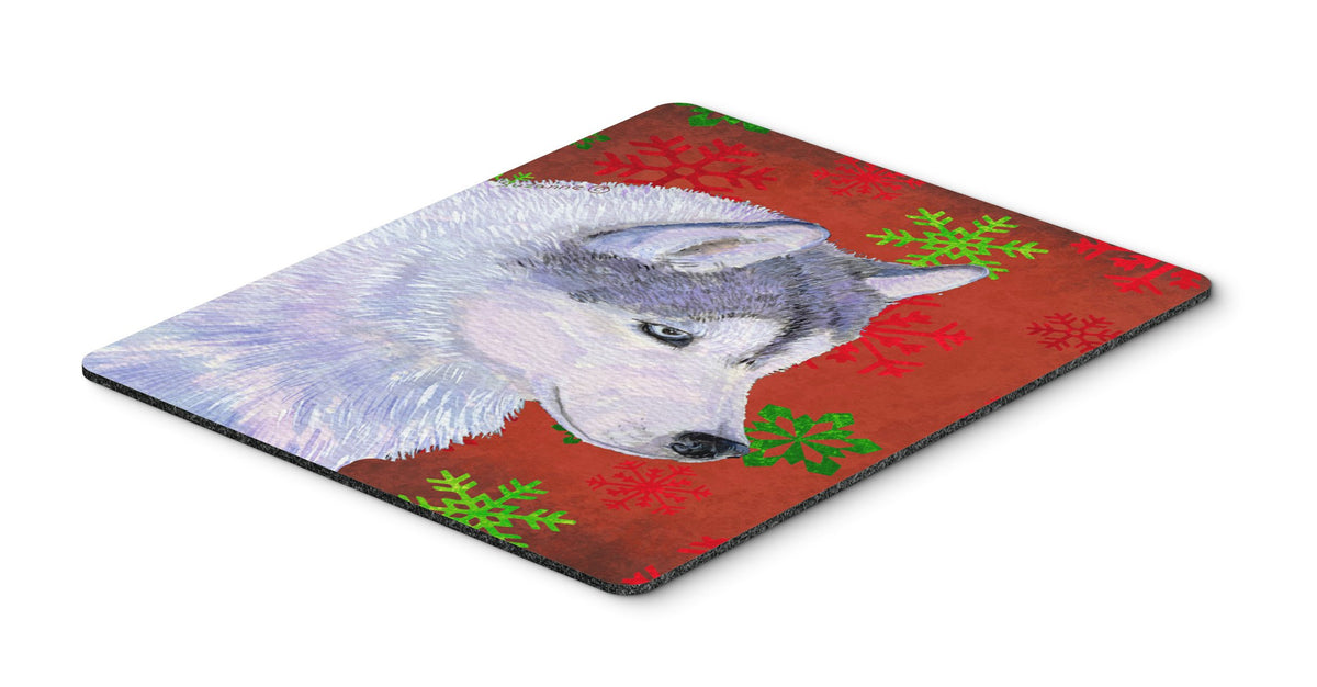 Caroline's Treasures SS4671MP Siberian Husky Red Green Snowflake Holiday Christmas Mouse Pad, Hot Pad or Trivet for Home Office Gaming Working