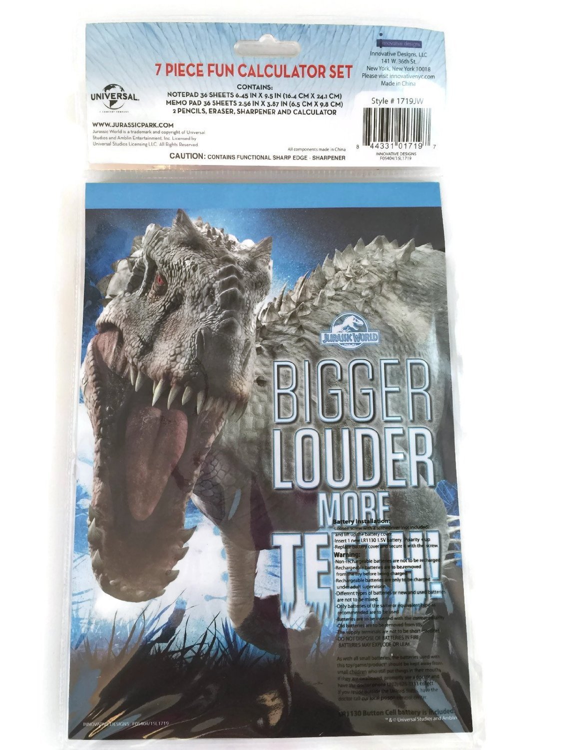 Jurassic World 7 Piece Fun Calculator Set