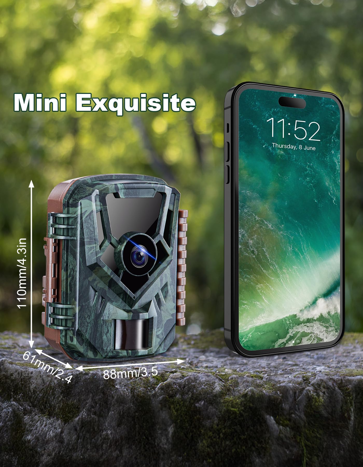 KJK Trail Camera 36MP 2.7K, Mini Game Camera with Night Vision 0.1s Trigger Time Motion Activated 130°Wide-Angle, Waterproof Trail Cam with 2.0” HD