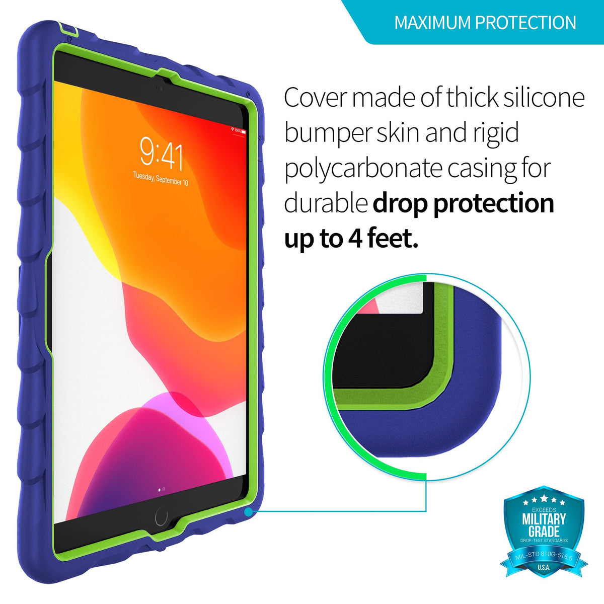Gumdrop Hideaway Case for Apple iPad 9th/8th/7th Gen - Blue/Green