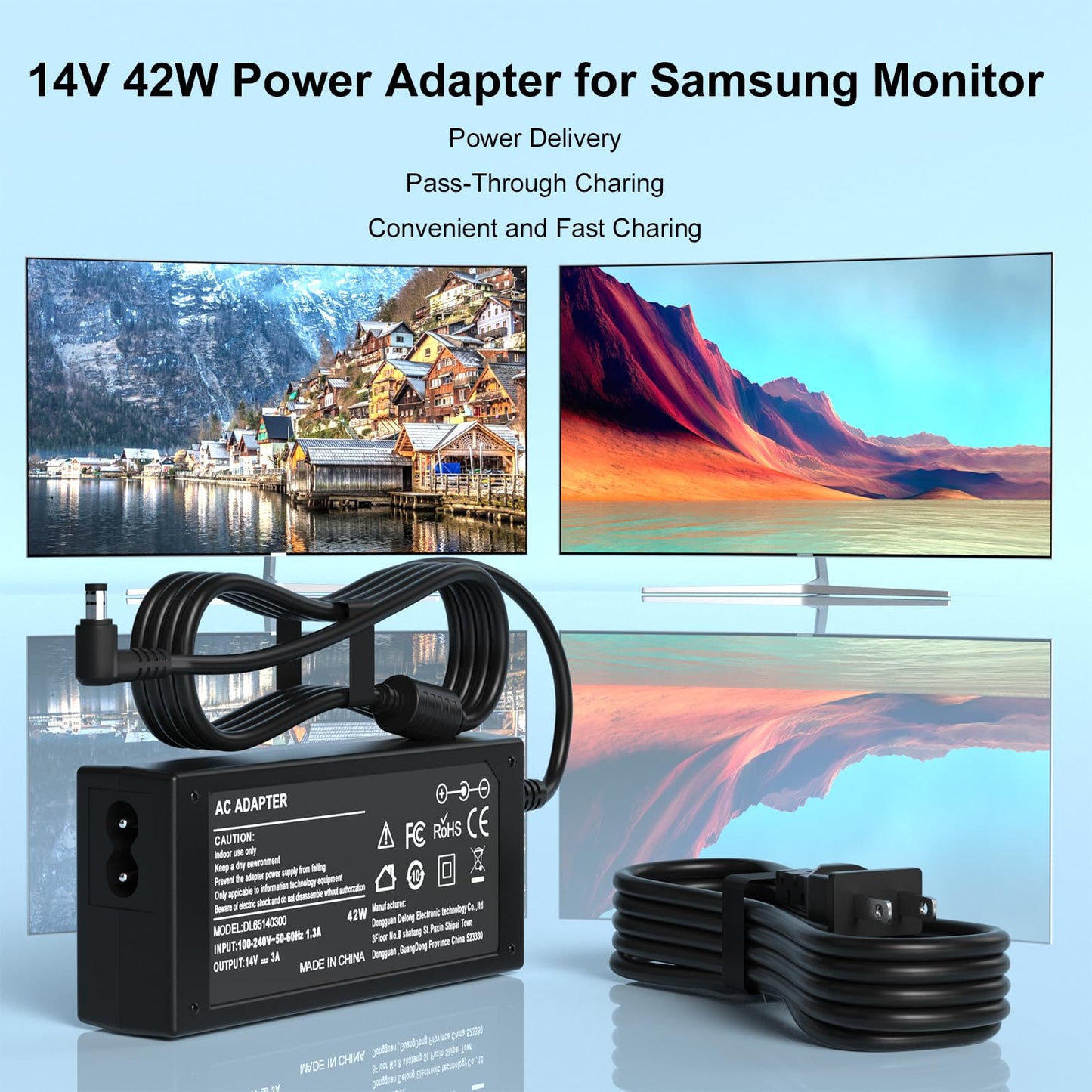 Oanlxt 14V Power Adapter Compatible with Samsung SyncMaster 15" 17" 18" 19" 20" 22" 23" 24" 27" TV LED LCD Monitor Adapter Charger Compatible…