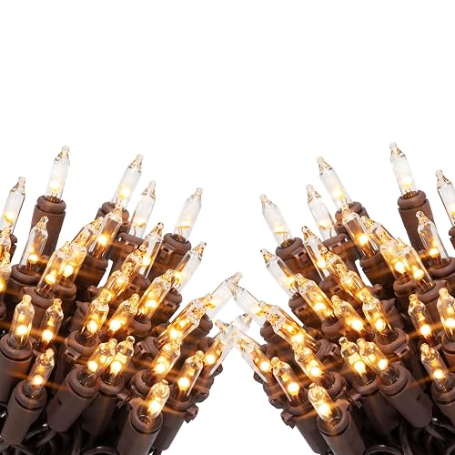 612 Vermont 35 Clear LED Christmas String Lights on Brown Wire Cord, UL Approved, Indoor and Outdoor Use, 8.5 Foot of Lighted Length, 9.8 Foot