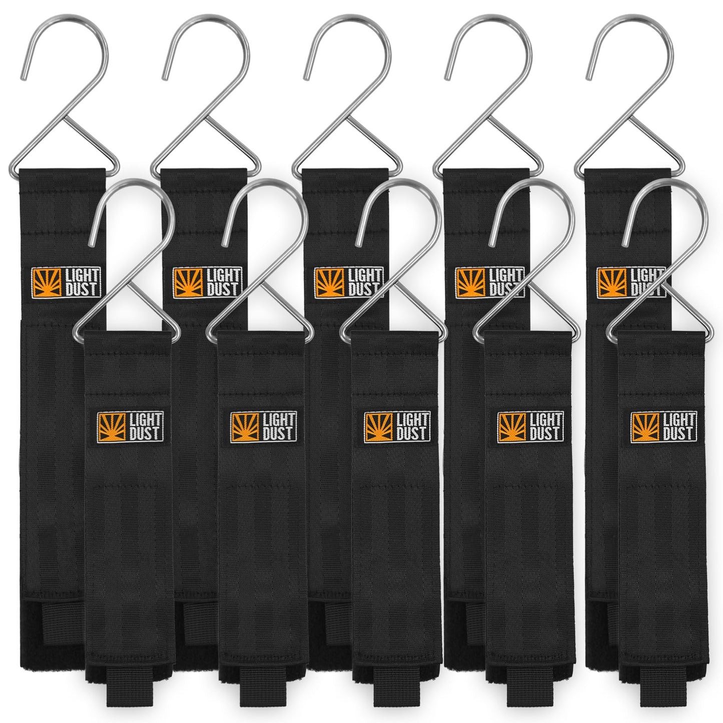 Hanging Extension Cord Holder - Storage Wrap Straps with Metal Hooks 10Pack 15" 22" Heavy Duty Garage Organizer Tool Hangers - Garden Hose Power
