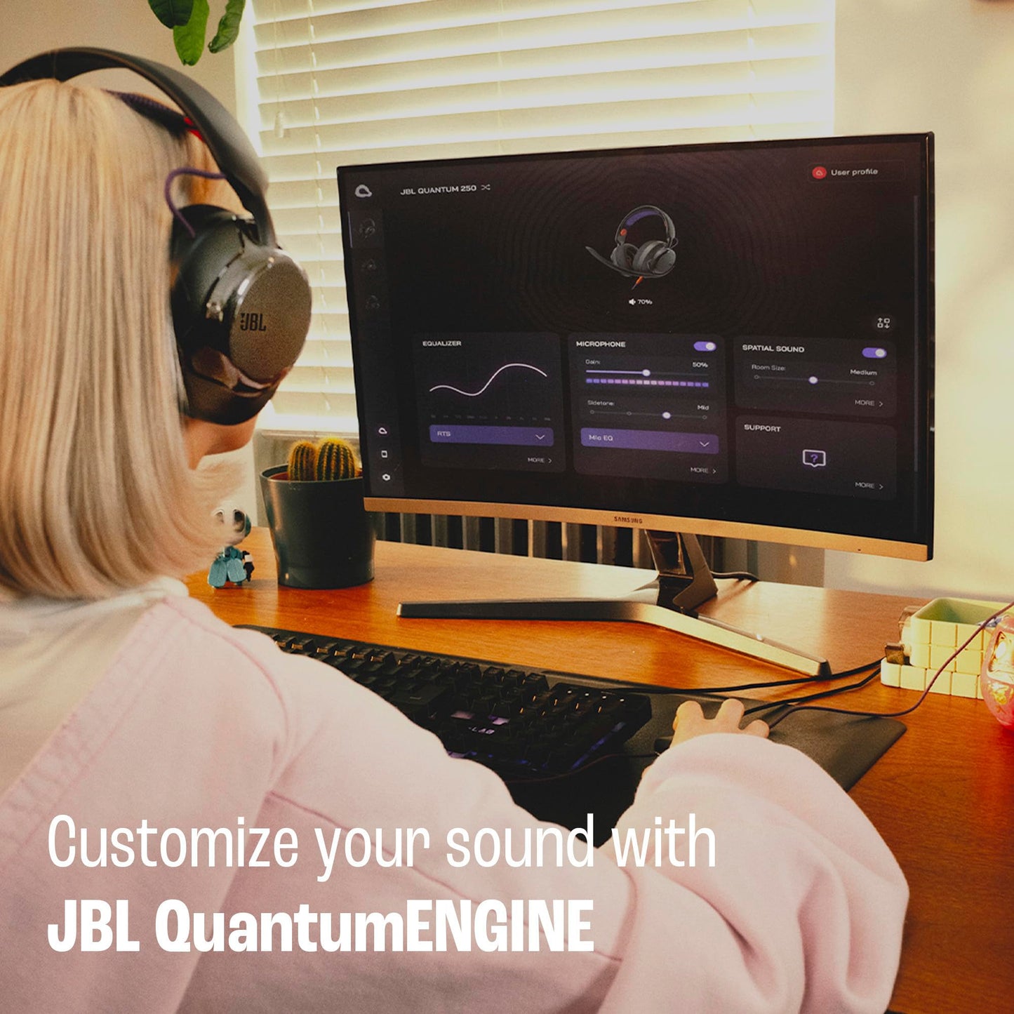 JBL Quantum 250 - Wired multiplatform Gaming Headset, 50mm Carbon Dynamic Drivers for Rich JBL Quantum Spatial Sound, Cardioid Noise Cancelling Boom