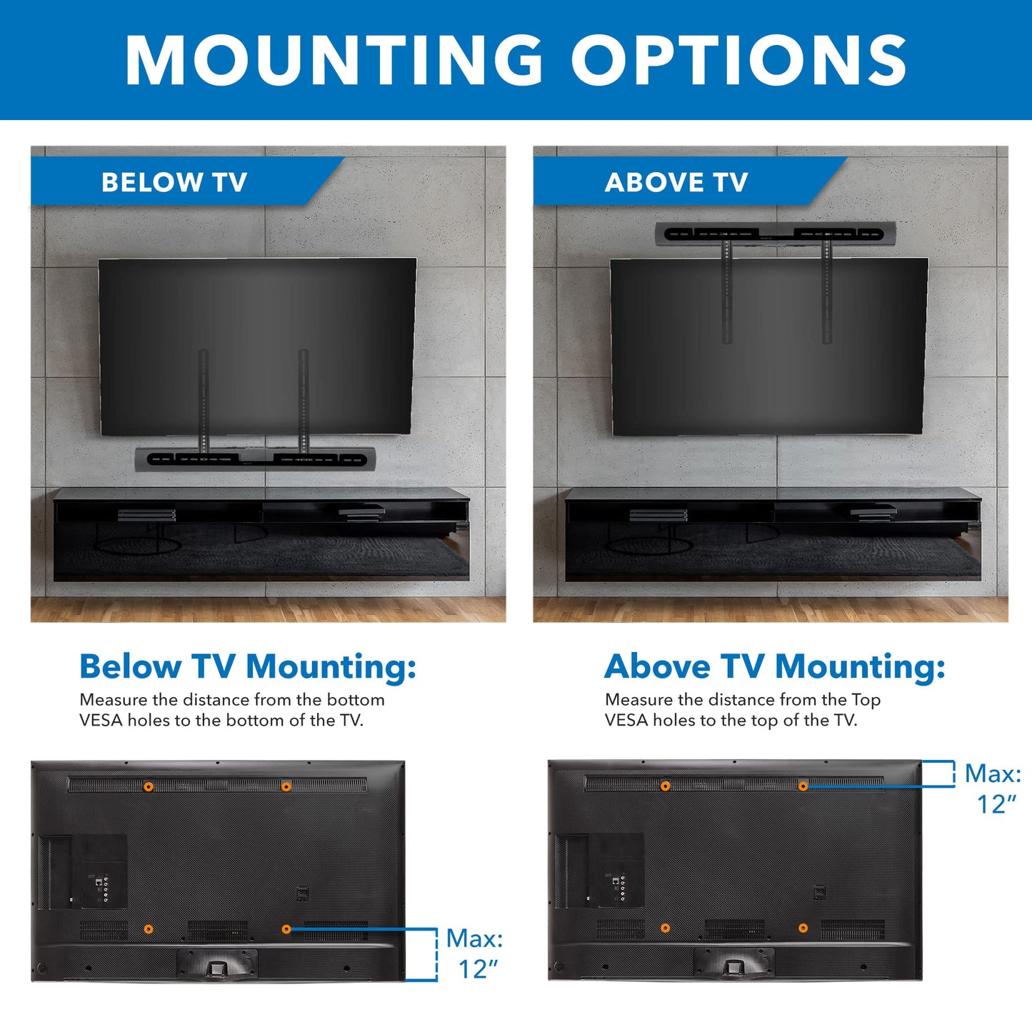 Mount-It! TV Speaker Bracket Compatible with Sonos Arc Soundbars | Soundbar Mount for TV to Achieve Directional Sound All Around, Designed for