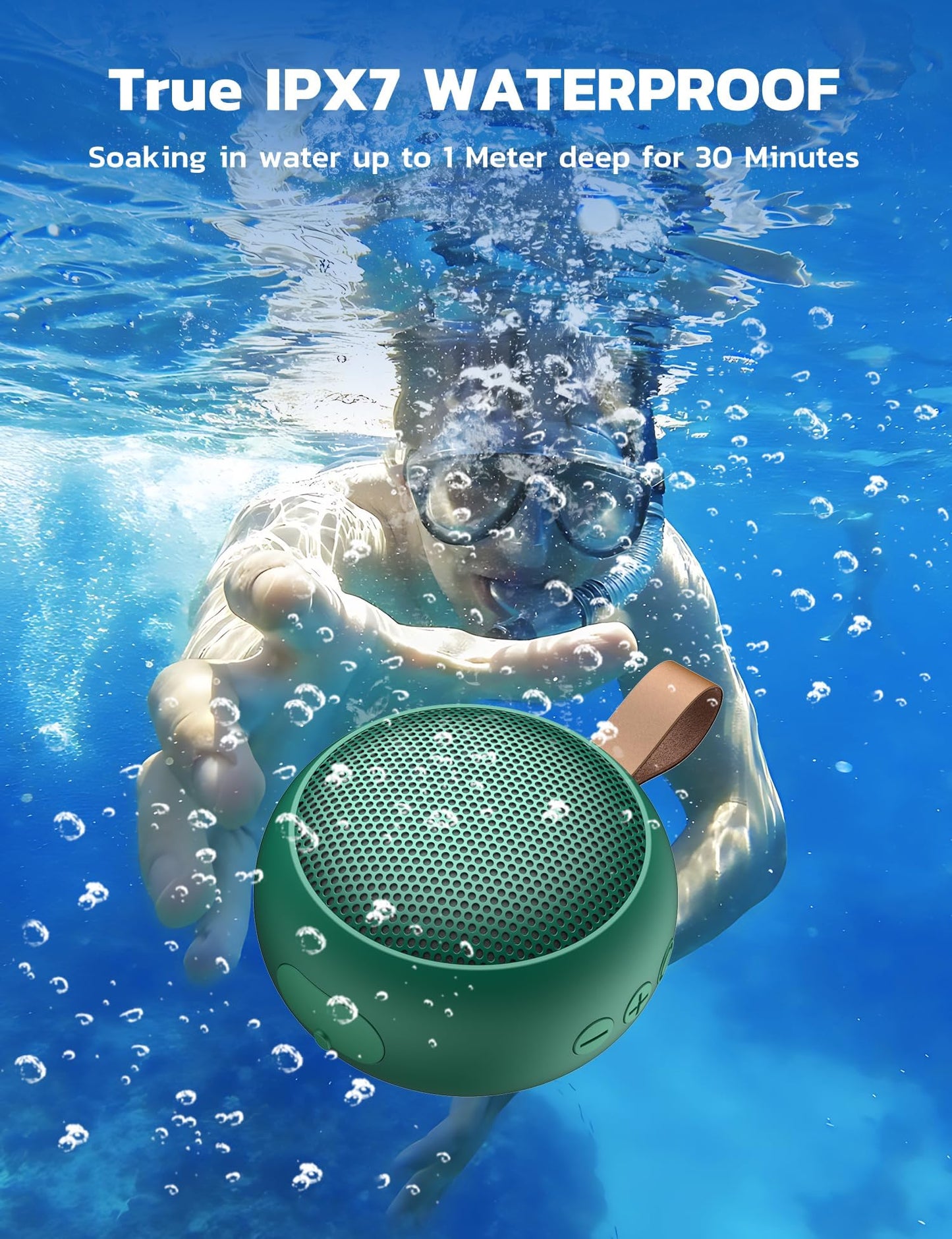 SumYanHing IPX7 Waterproof Bluetooth Speaker, 10W Loud Sound Portable Wireless Speaker with Bluetooth 5.3, TF Card, Built-in Mic, 12H Playtime