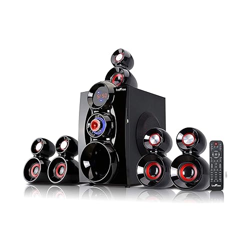 beFree Sound 5.1 Channel Bluetooth Surround Sound Speaker System- Red