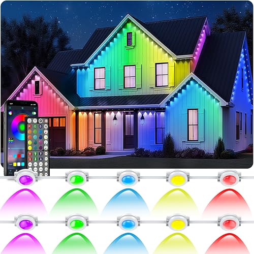 CETELUMA 300FT Permanent Outdoor RGB Lights, IP67 Waterproof Smart Eave Lighting, with App/Remote Control Eaves Light, DIY LED Scenes Modes for House