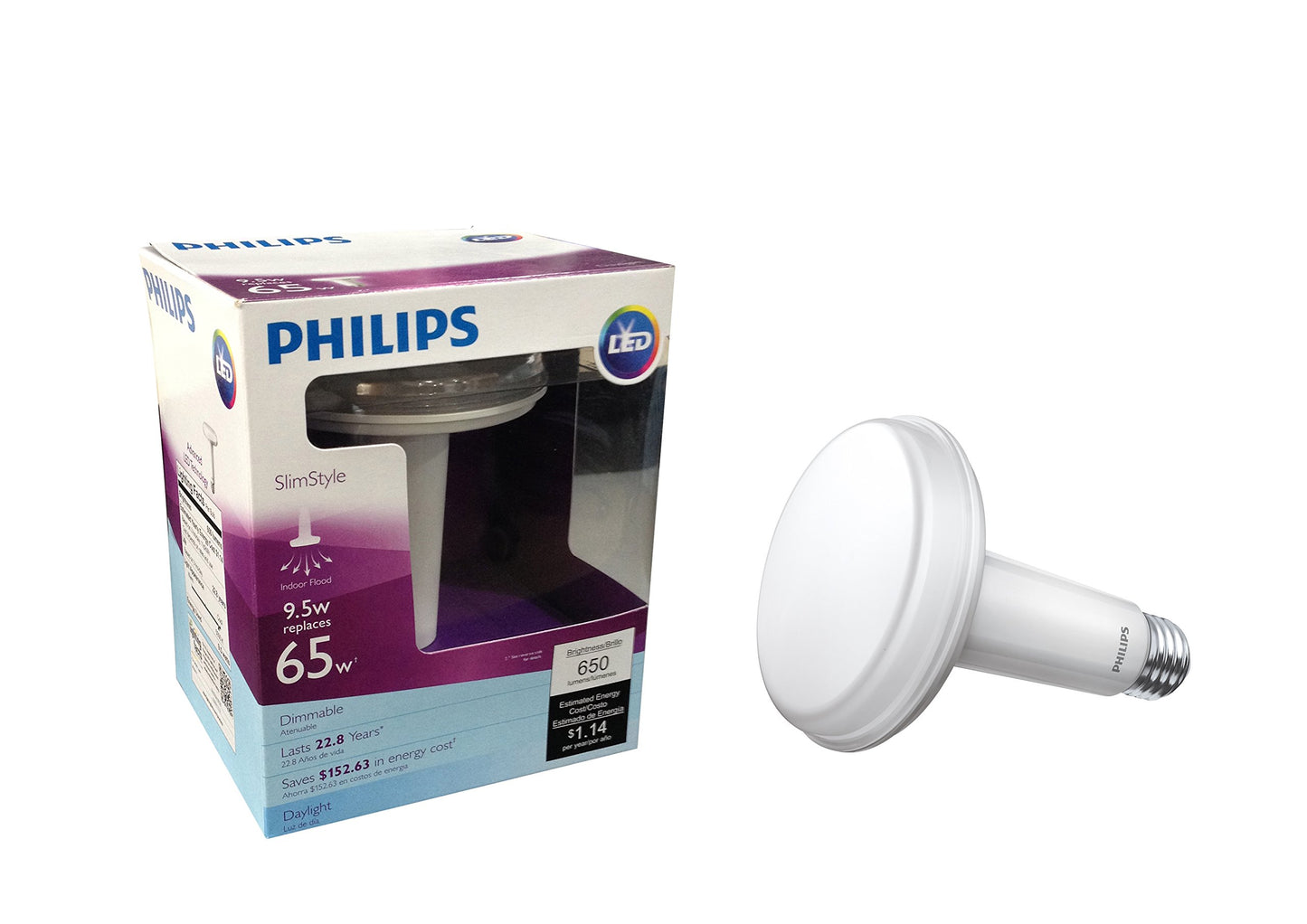 Philips 452466 65-watt Equivalent Slim Style BR30 LED Dimmable Daylight Light Bulb