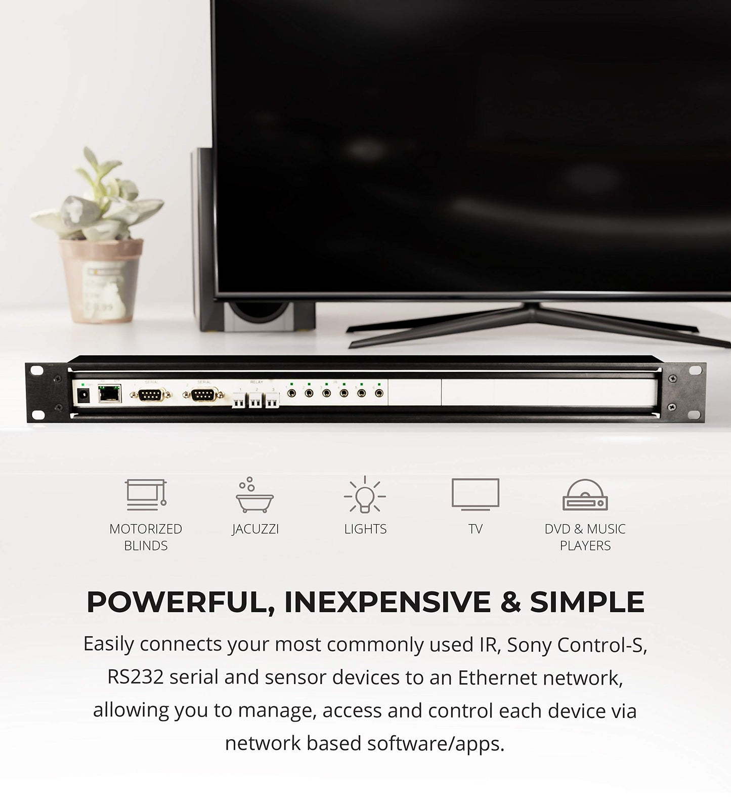 Global Caché GC-100-18R Network Adapter with 18-Inch Rack Mount Kit - Connects RS232 Serial, Relay, Infrared Devices and Smart Sensors to a Wired
