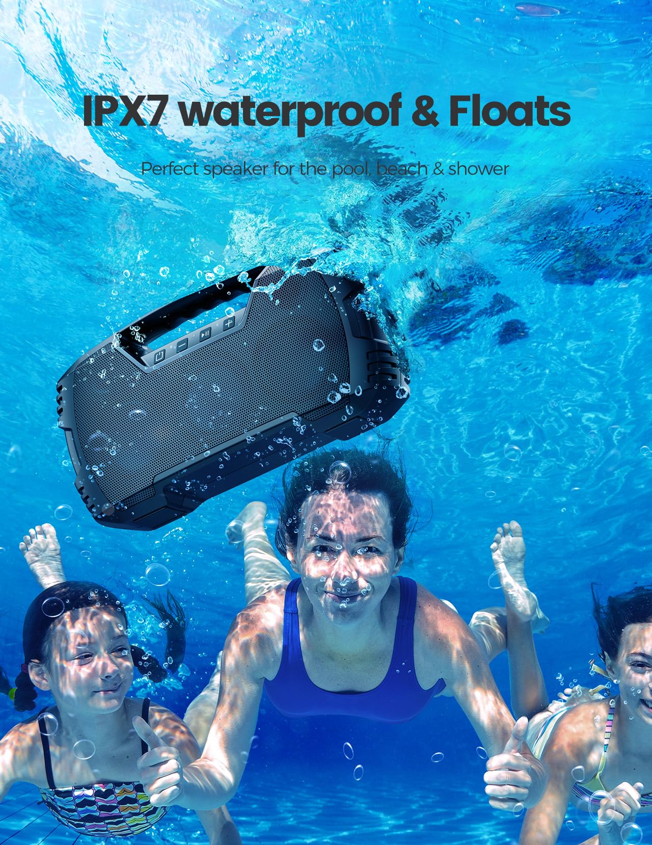 Portable Wireless Bluetooth Speaker, 40W (60W Peak) Loud Sound IPX7 Waterproof Speakers, 32H Playtime, Outdoor Speaker, Rich Bass, BT 5.0, TWS