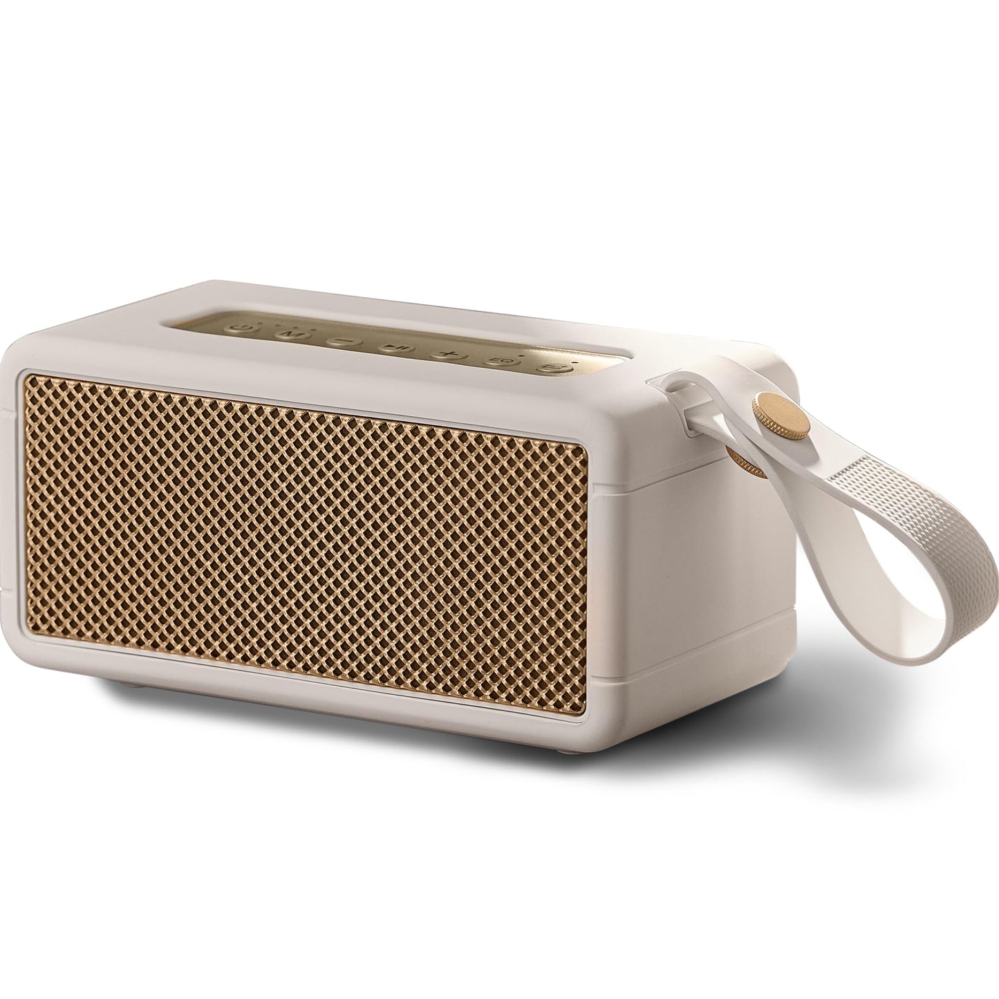 AT&T Essentials Retro 40W Bluetooth Speaker, IPX6 Waterproof, Bluetooth 5.3, LED Light Modes, Bass & Treble Control, 12H Battery, USB-C Charging