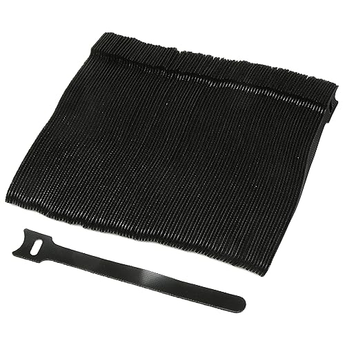 H&S Nylon Reusable Cable Ties for Cord Management - 50pcs - Adjustable Nylon Hook and Loop Straps - Strong Black Wire Organizer