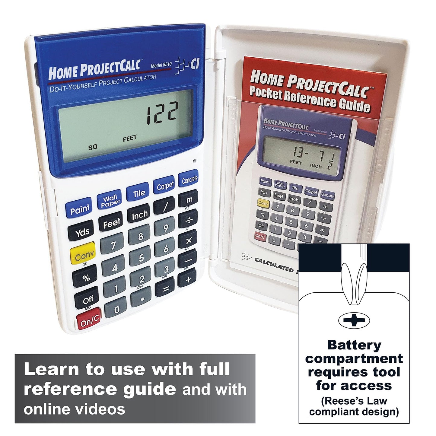 Calculated Industries 8510 Home ProjectCalc Do-It-Yourselfers Feet-Inch-Fraction Project Calculator | Dedicated Keys for Estimating Material
