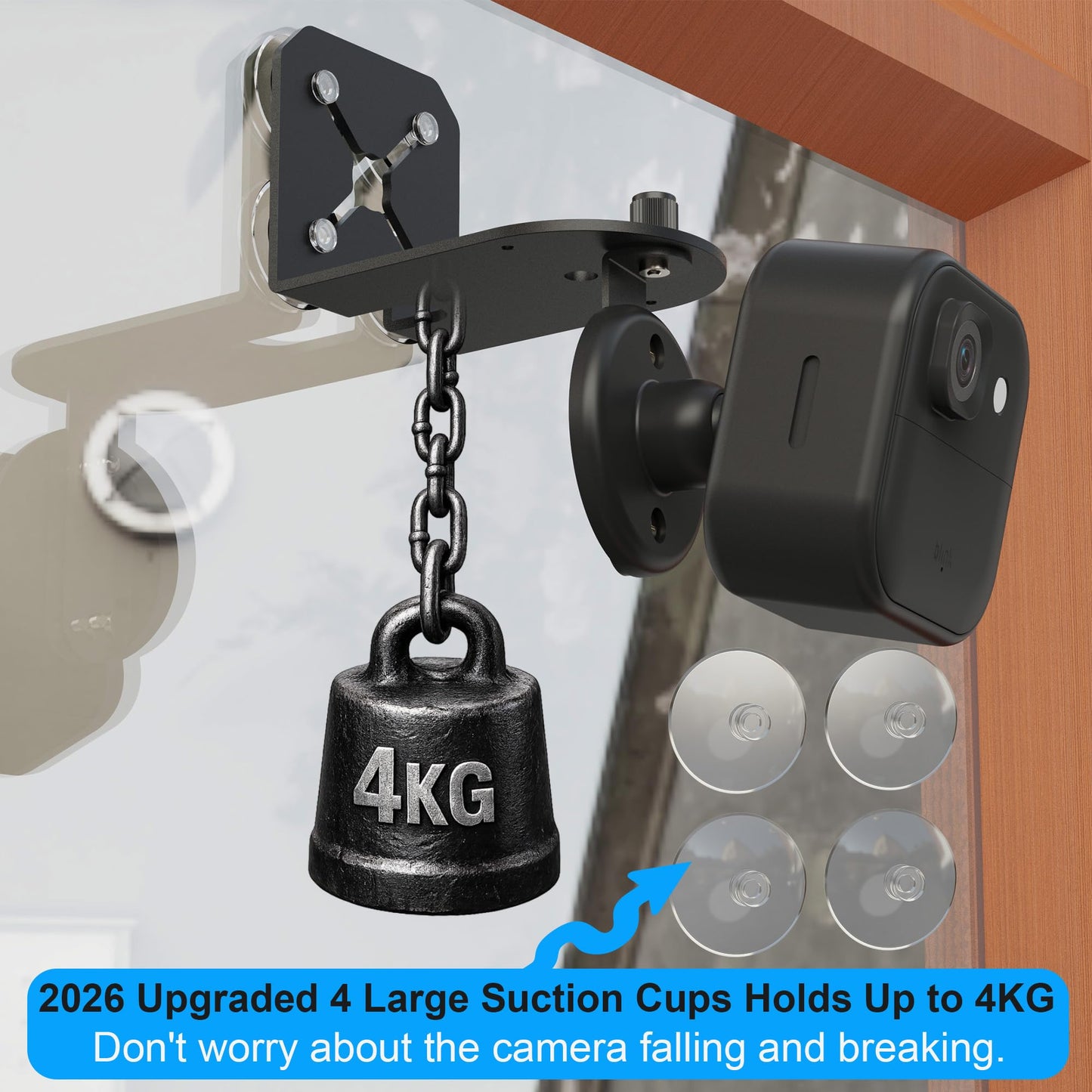 2-in-1 Metal Camera Mount for Blink Outdoor 4 & Blink Mini, ?2026 Upgrade Big Suction with 360° Adjustable Bracket, Window Suction or Screw Wall
