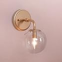 GEPOW Gold Wall Sconce, 1-Light Minimalist Sconces Wall Lighting with Seeded Glass Globe, Modern Wall Mounted Light Fixture for Bathroom, Bedroom