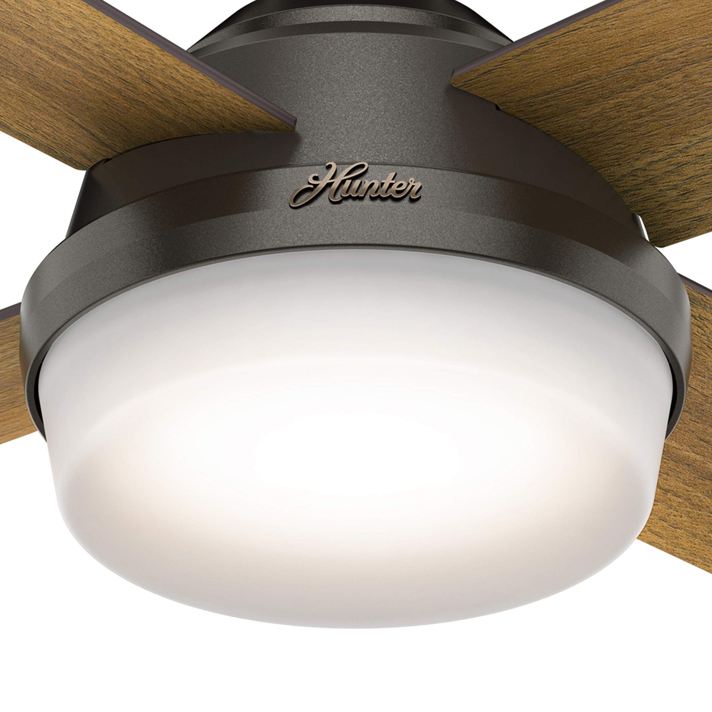 Hunter Fan 44 inch Contemporary Noble Bronze Indoor Ceiling Fan with LED Light Kit and Remote Control (Renewed)