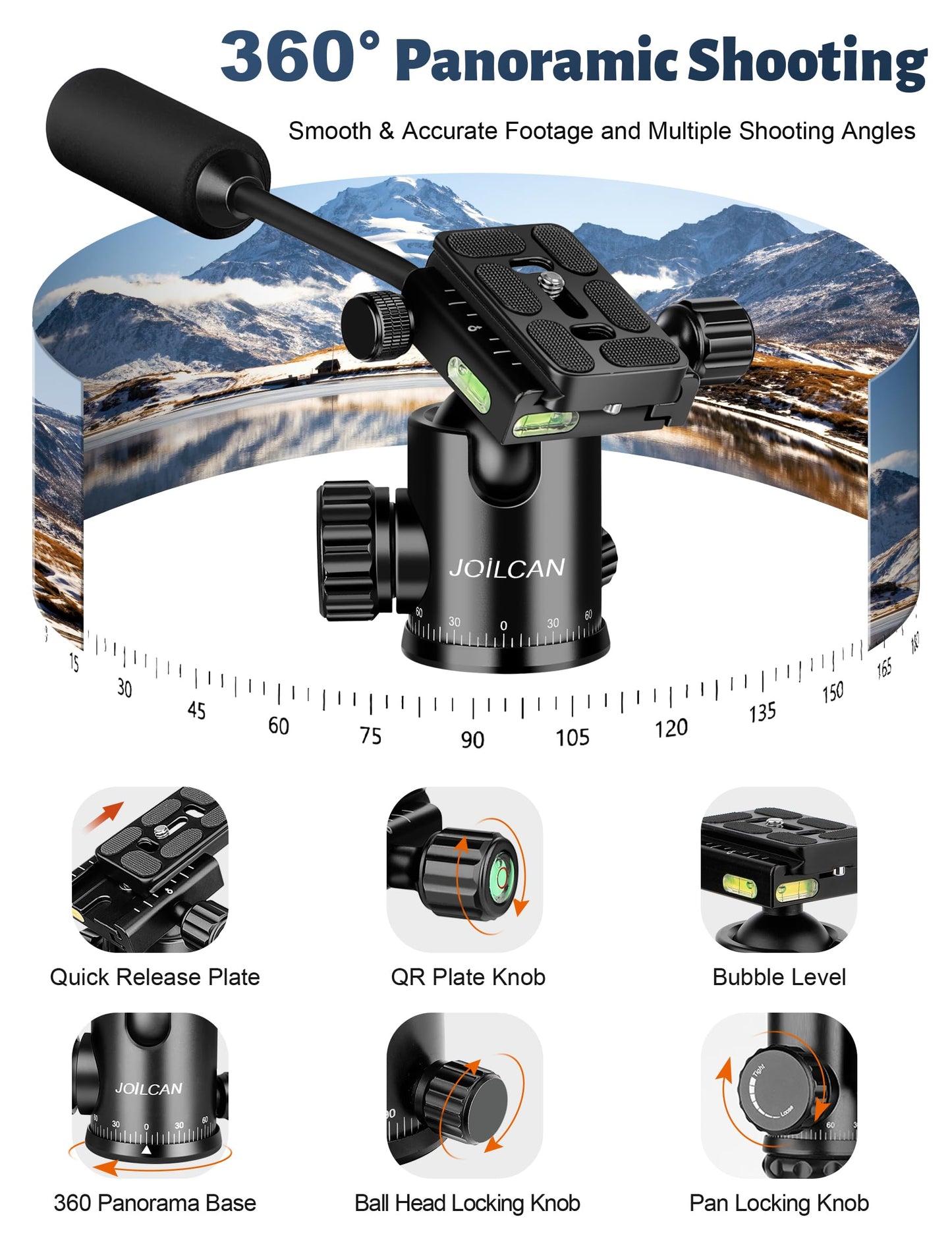 JOILCAN Camera Tripod, 83" Aluminum Tripods & Monopods with Metal Handle, Heavy Duty Tripod for DSLR Camera Lasers Binoculars Telescope Spotting