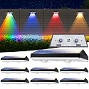 FAXBOX Solar Fence Lights Outdoor, Waterproof LED,RGB Color Mode 6 Solid Monochrome, SolarPowered Wall Lights with 500mAhBattery,Solar Fence Lights