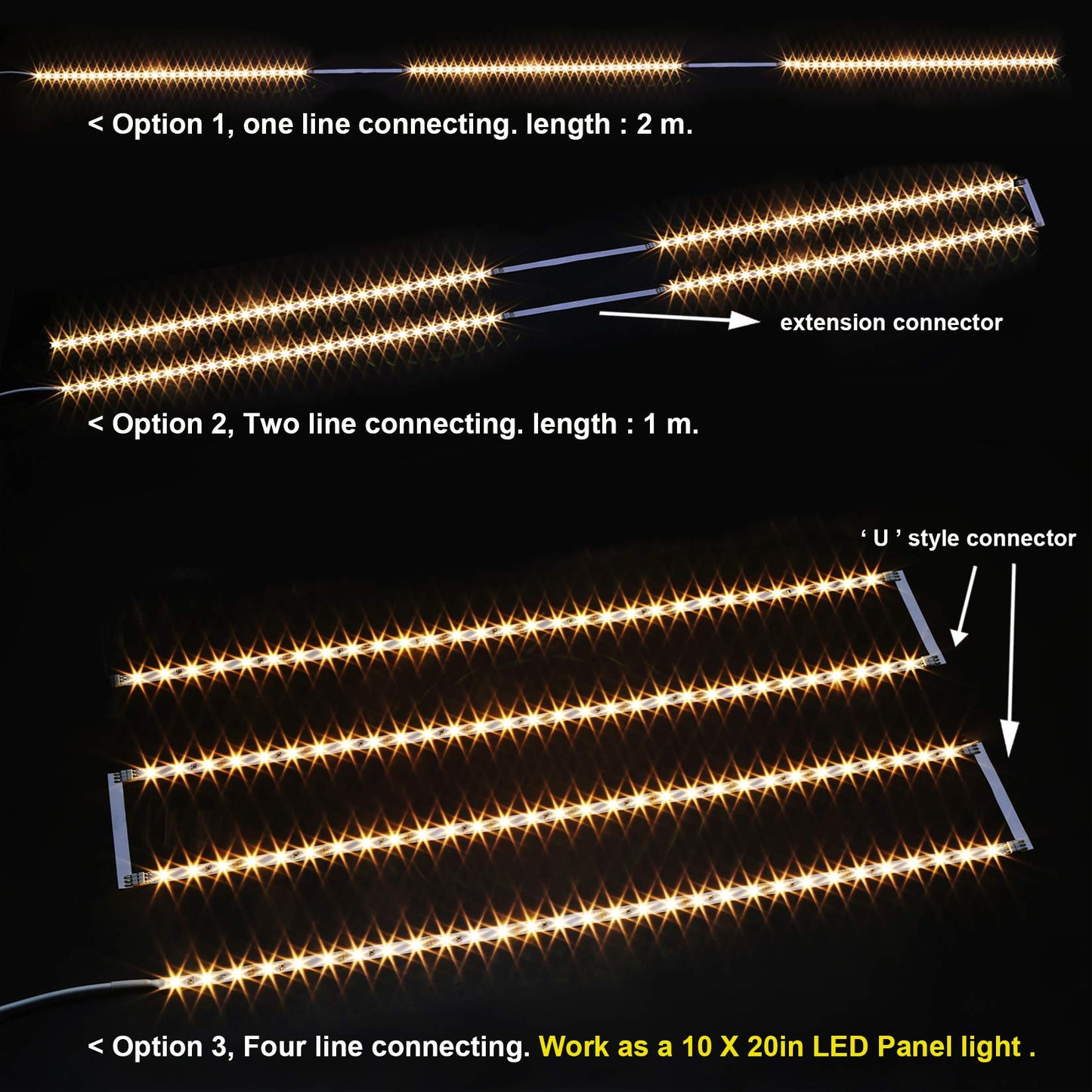 WOBANE Under Cabinet Lighting Kit,Flexible LED Strip Lights Bar,Under Counter Lights for Kitchen,Cupboard,Desk,Monitor Back,Shelf,6.6 Feet Tape Light