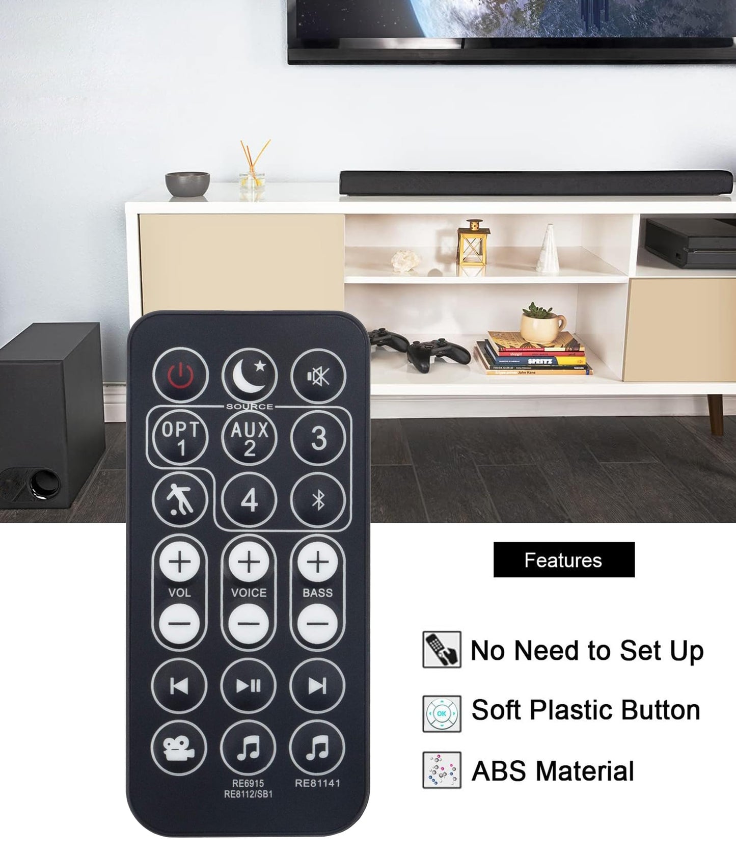 Replacement Remote Control for Polk Audio Signa S1 S2; Omni SB1 SB1+ Sound bar; RE8112-1 RE8114-1 RE6214-1 Soundbar