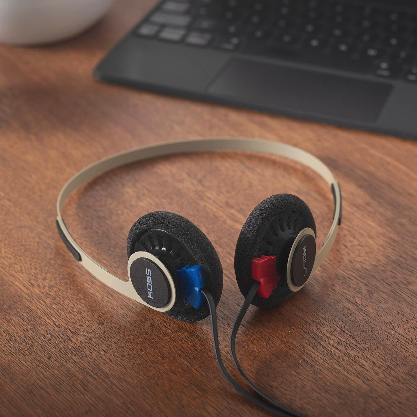 Koss KPH40 Utility On-Ear Headphones, Rhythm Beige, Interchangeable Cord